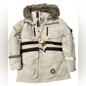 NWT Canadiana Women's White Ski & Snow Jacket with Fur Trim